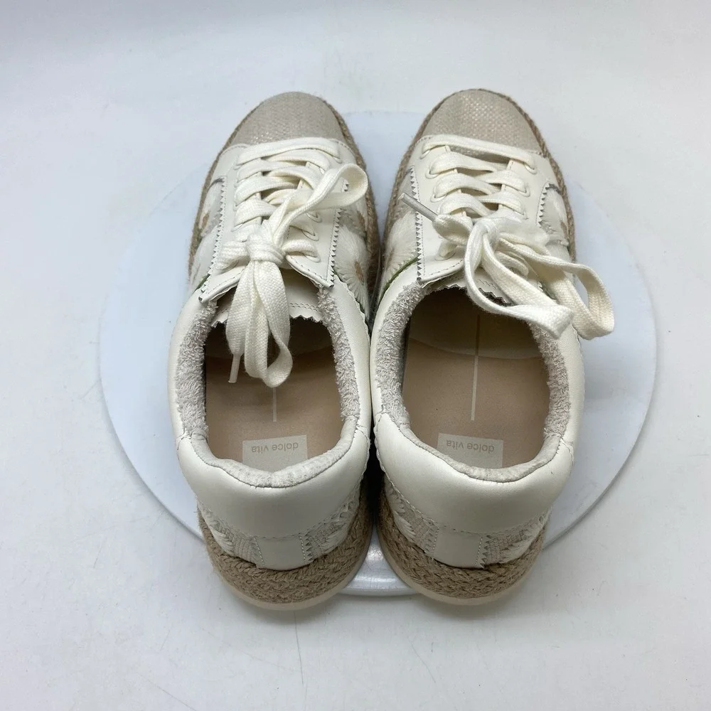 Dolce Vita Azalia Sneakers 8.5 Beige Daisy‎ Floral Raffia Espadrille Platform